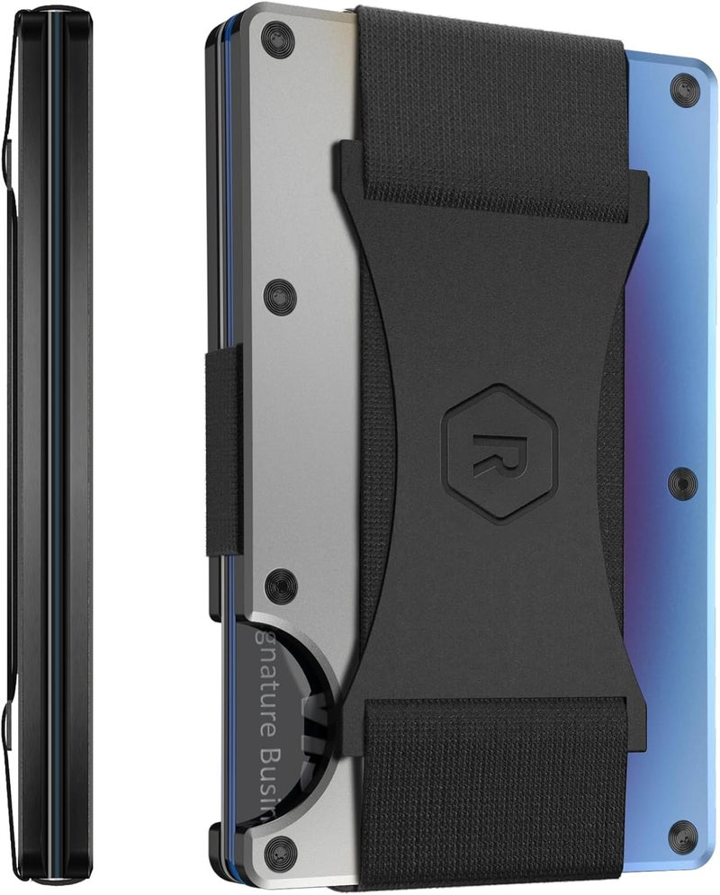 The Ridge Ridge Wallet for Men - Slim Minimalist Compact Wallet and Card Holder, RFID Protected Front Pocket Wallets for Men with Integrated Cash Strap (Burnt Titanium) - Image 1
